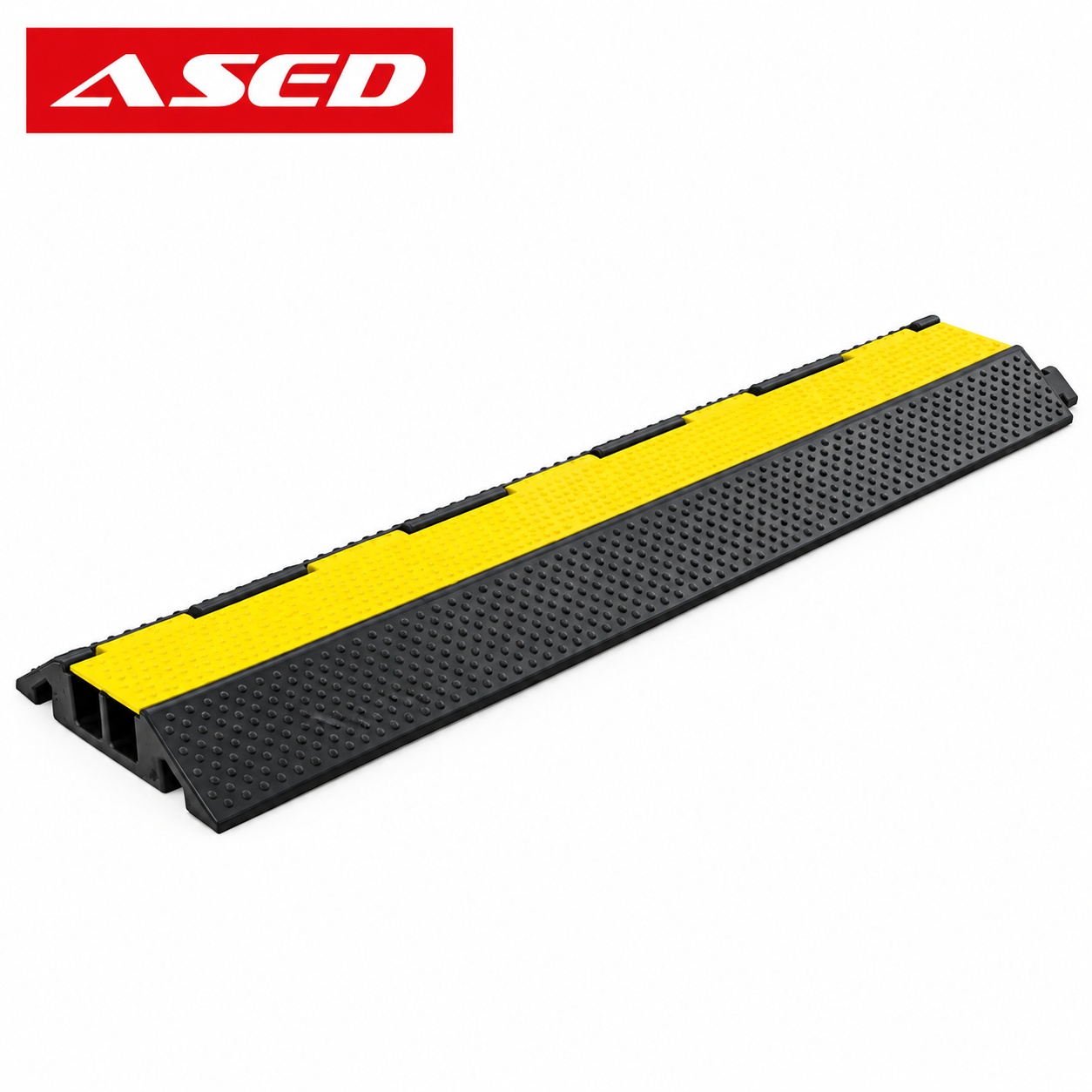 Rampă de protecție a cablurilor, 2 canale, cauciuc, 100 cm, ASED